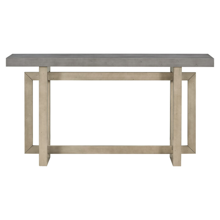 Whisen Contemporary Console Table Entryway Table with Wood Top - White