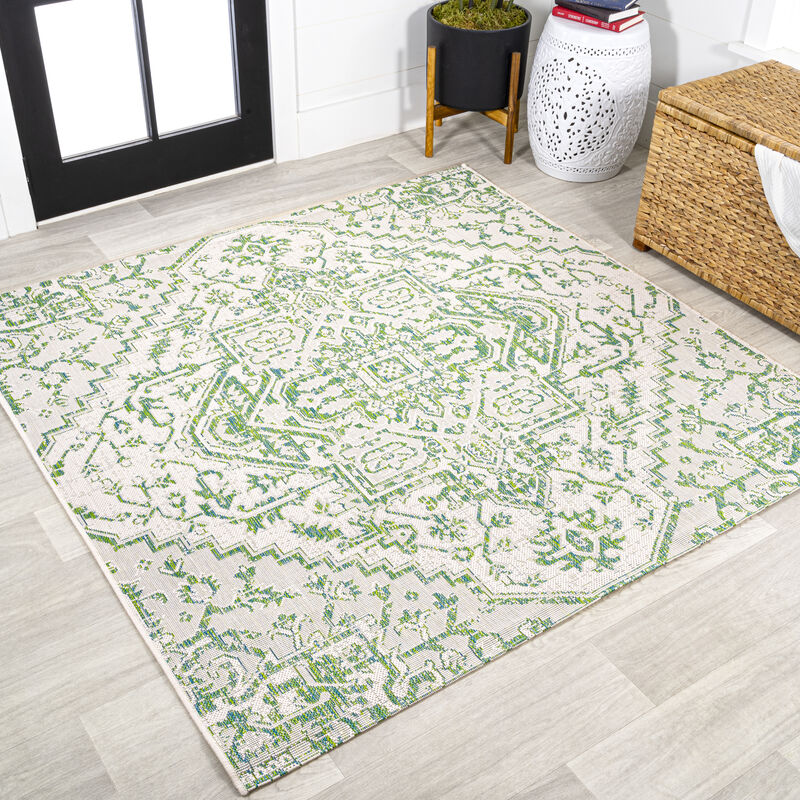 Estrella Bohemian Medallion Textured Weave Square Indoor/Outdoor Area Rug
