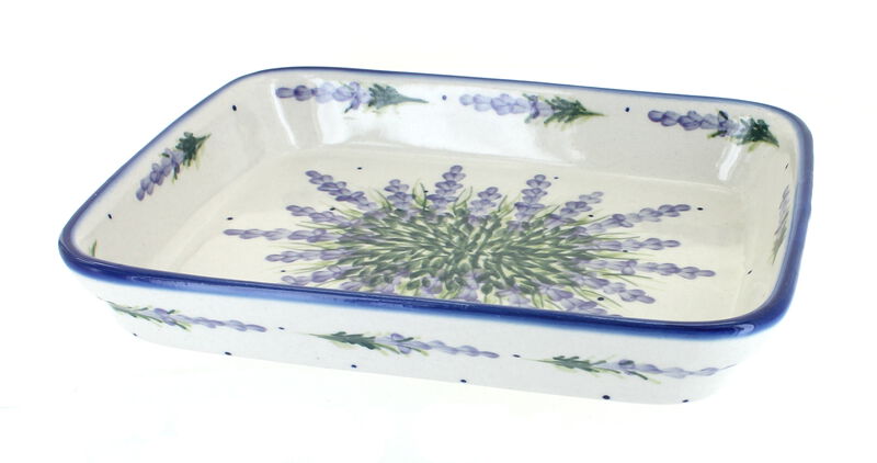 Blue Rose Polish Pottery Lavender Fields Medium Rectangular Baker