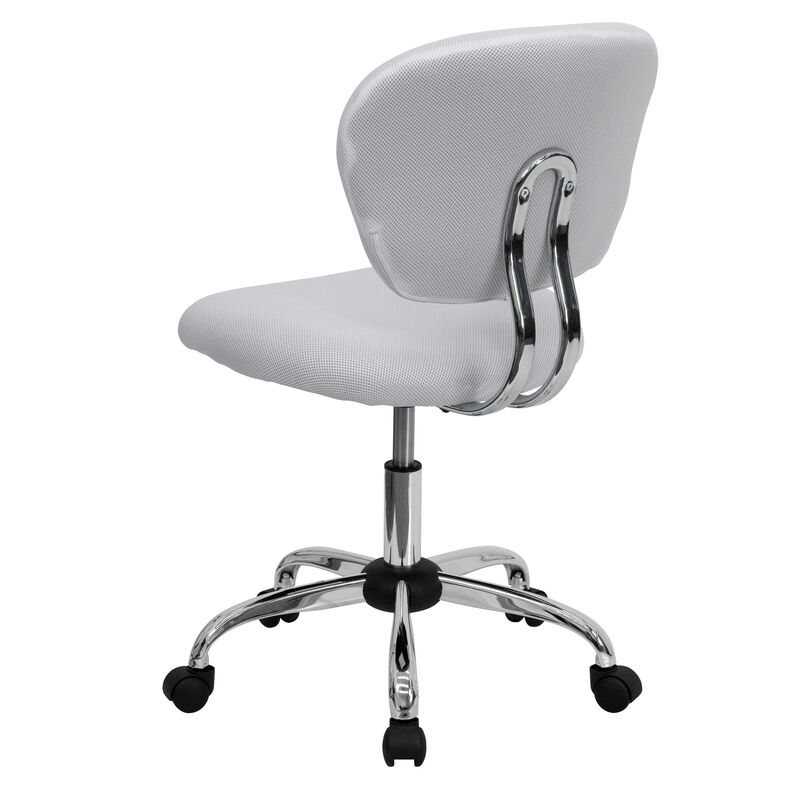 Beverly Mid-Back White Mesh Padded Swivel Task Office Chair with Chrome Base image number 5