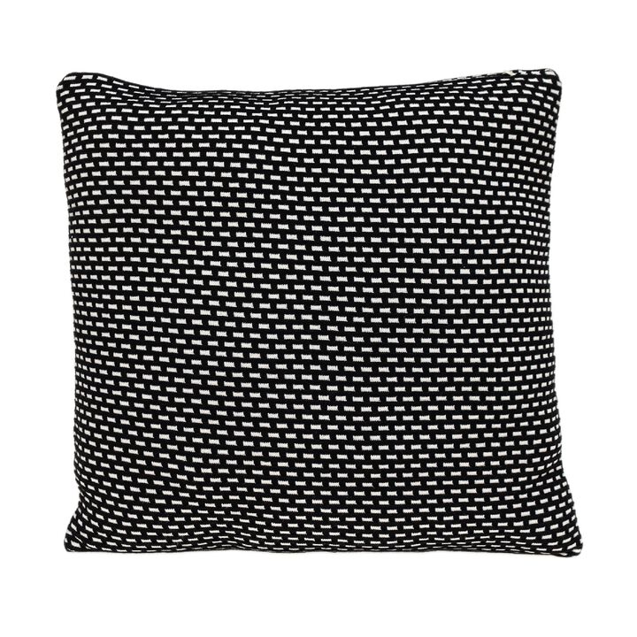 20" Black and White Rectangles Textured Square Throw Pillow