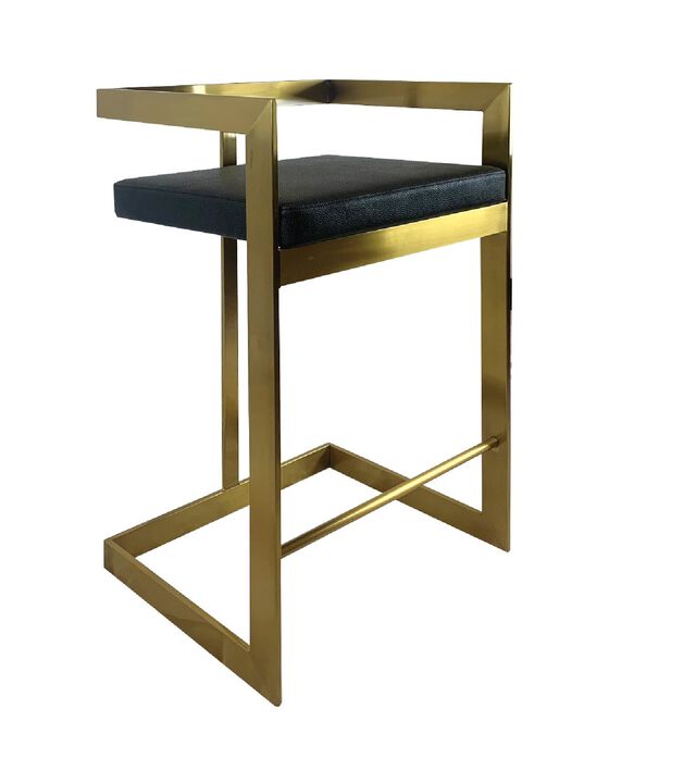 Bar Stool, 30'' with Black Cushion and Stainless Steel Base