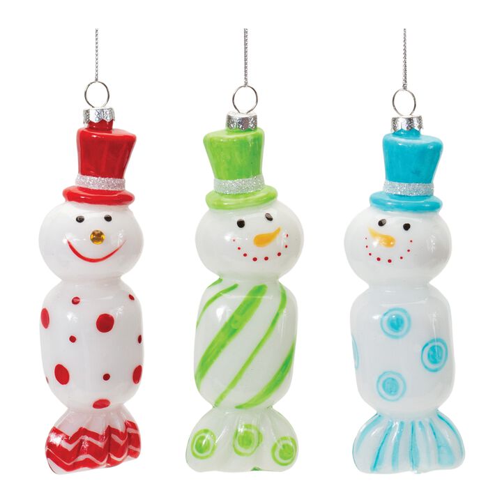 Candy Snowman Ornament (Set of 12 6.25"H Glass