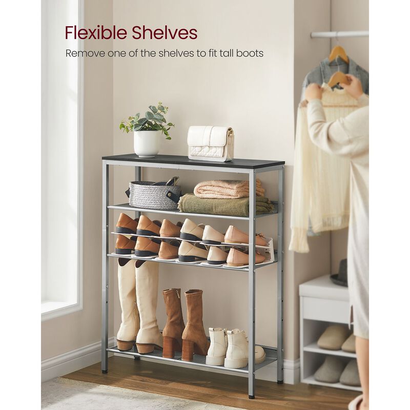Shoe Organizer Rack with 5 Shelves and Extra Top Space &ndash; Tall Storage Unit for Footwear, Bags & Small Items