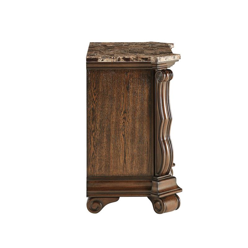 Best Master Furniture Belvedere 32.5" Wide 2-Drawer Nightstand, Marble Top - Dark Cherry Finish image number 2