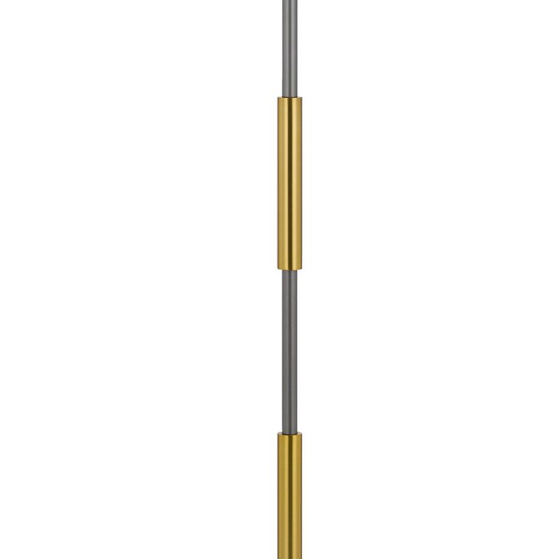 Siu 60 Inch Floor Lamp, Gold Metal Pole w Finial Tip, Black Shade - Benzara