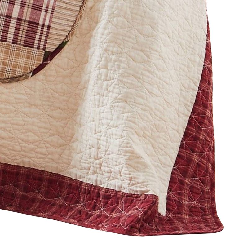 50 x 60 Cotton Quilted Throw Blanket with Fill, Festive Stocking Patch work - Benzara
