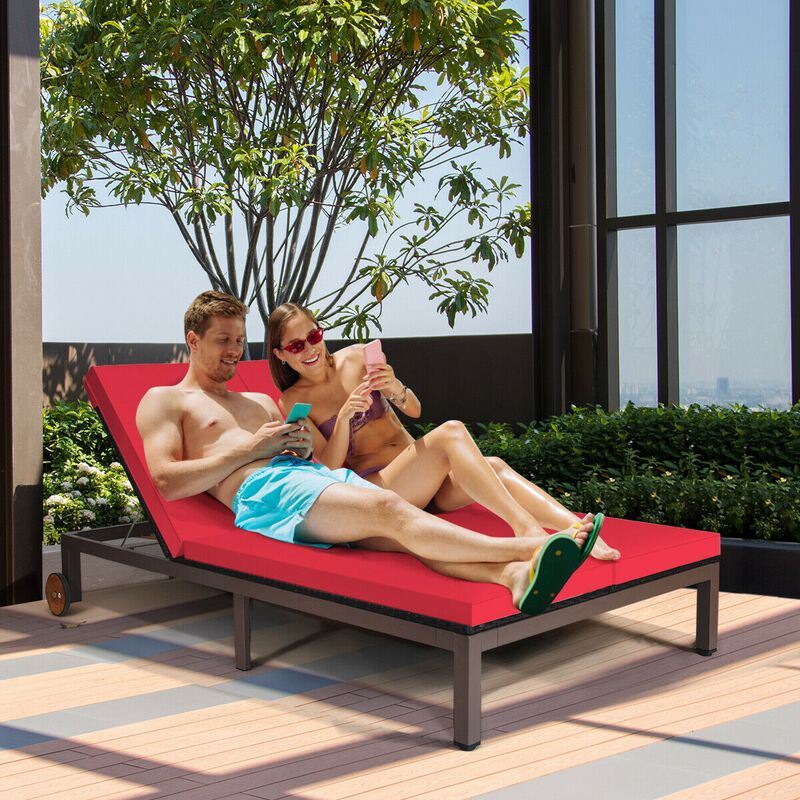 2-Person Patio Rattan Lounge Chair with Adjustable Backrest image number 3