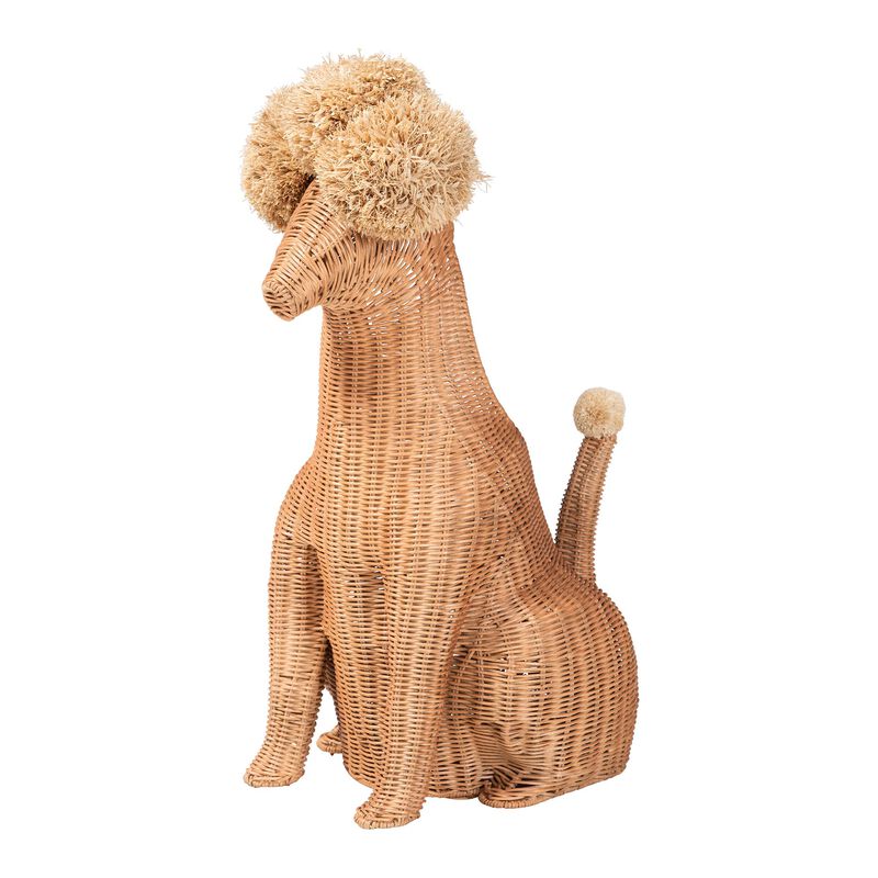 bali & pari Persis Natural Rattan Poodle Umbrella Holder - Handwoven Wicker Storage Solution image number 0