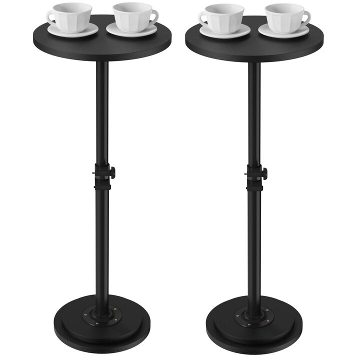 Jchccu 2Pack Drink Table, Small Round Side Table - 360 Swivel Height Adjustable for Small Spaces, Pedestal Martini for Sofa Couc