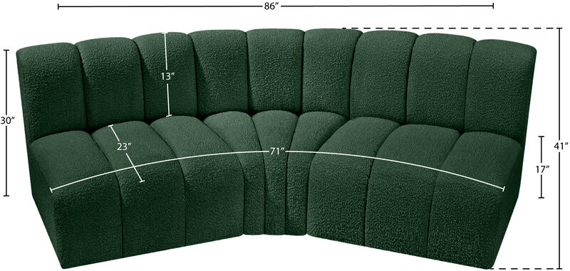 Meridian Furniture Arc Green Boucle Fabric Modular Sofa image number 6