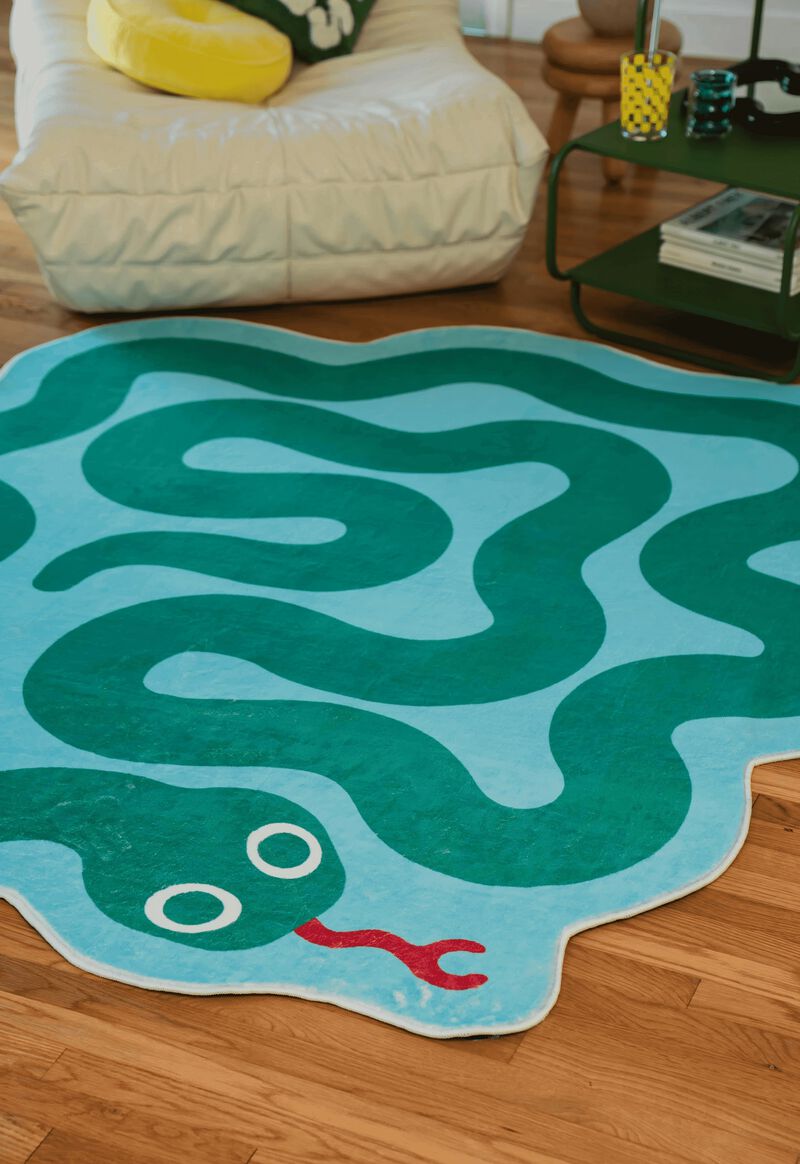 Lany Space Area Rug, Washable Rugs Non-Slip, Spiral Snake Design Rug for Living Room image number 2