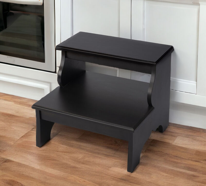 Hivvago 18 Inch Dark Brown Solid and Manufactured Wood Footstool