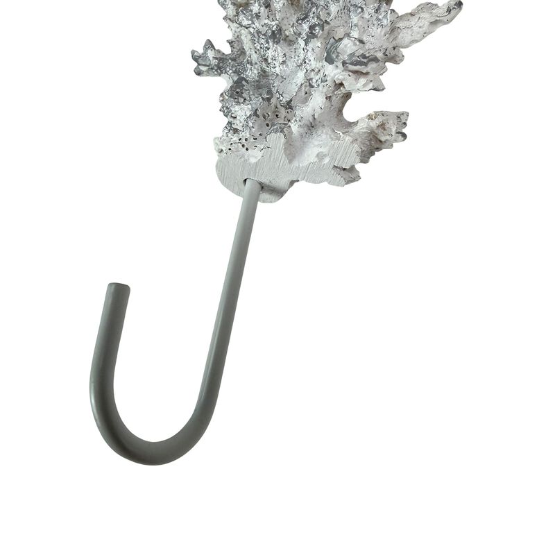 Decorative Coral Wall Hook White Silver 725 In Resin Metal Key Hook image number 2