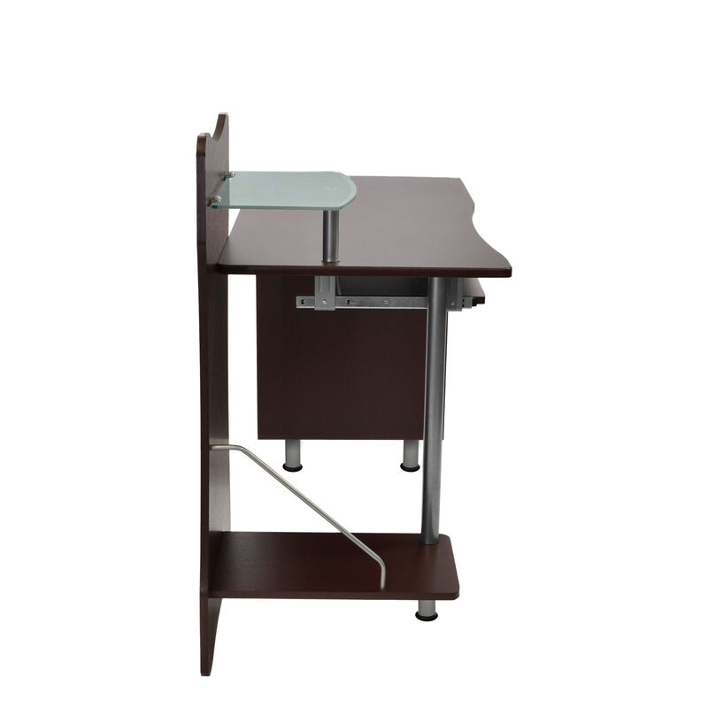 Stylish Computer Desk with Storage, Chocolate