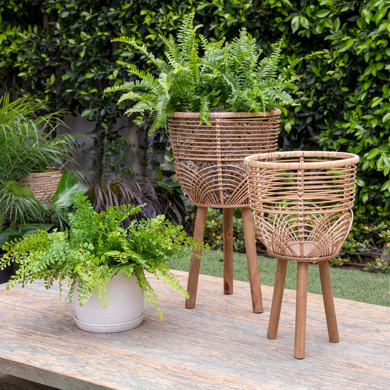 Natural Bamboo Wicker Planters Sets