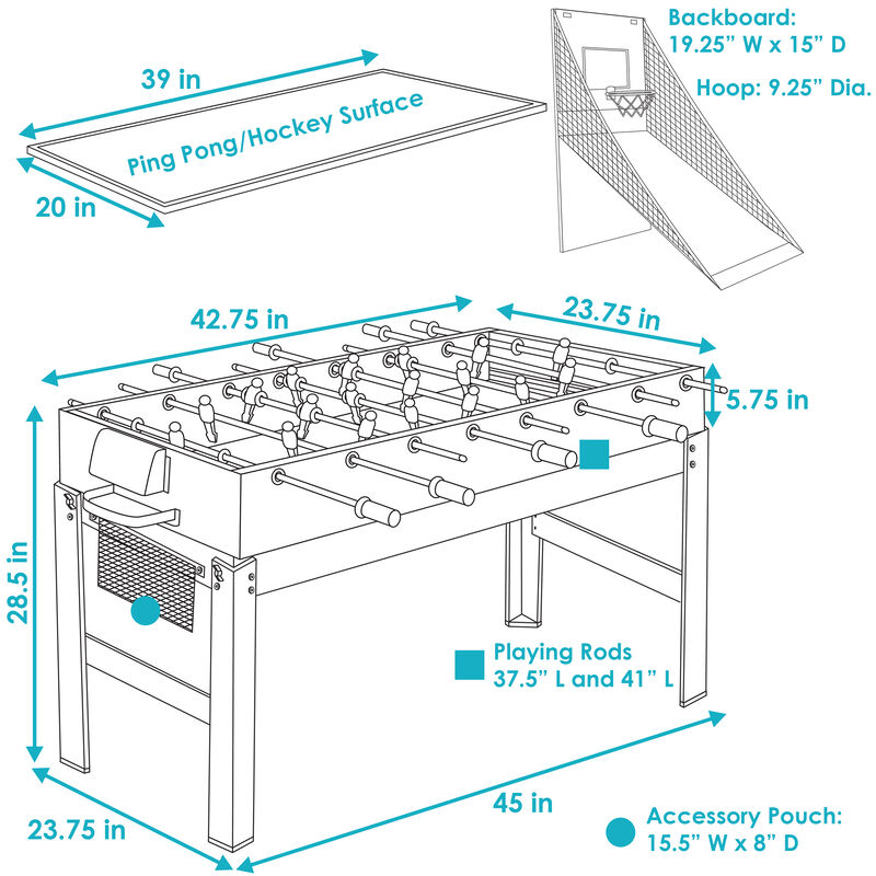 Sunnydaze 5-in-1 Multi-Game Table