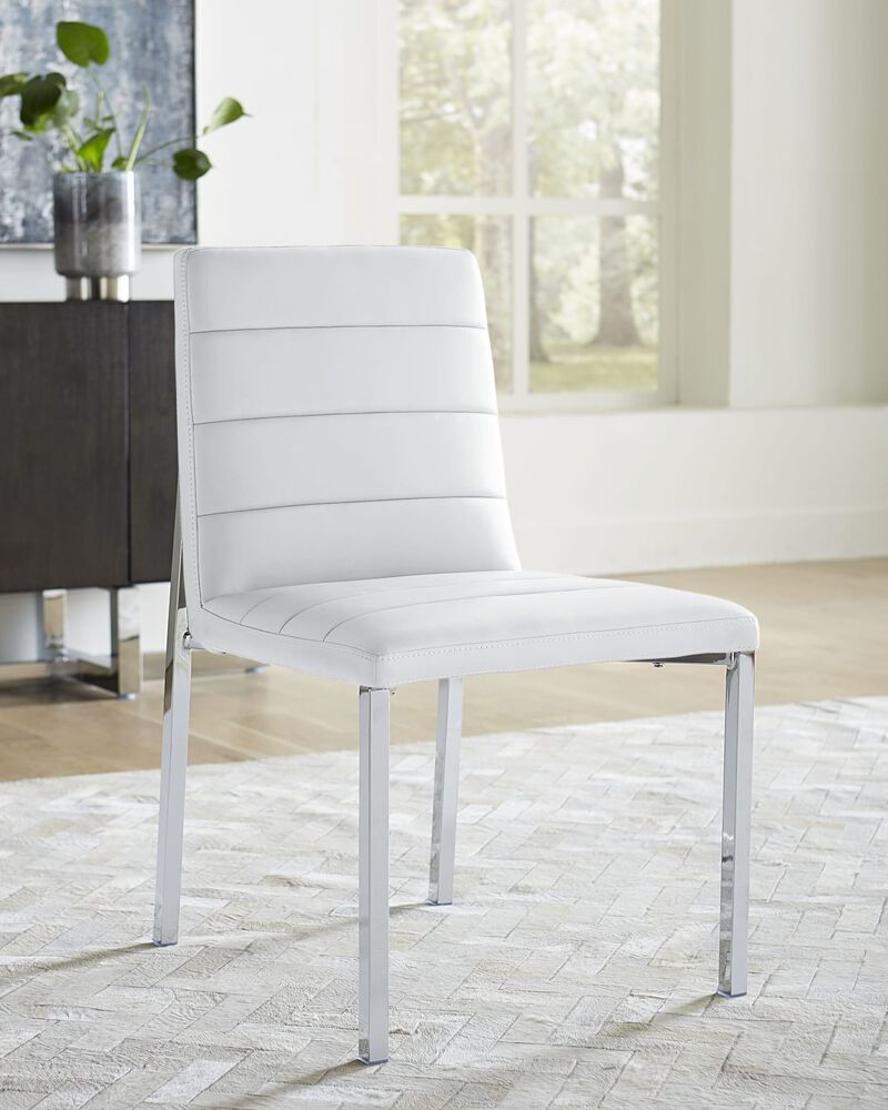 Amalfi Metal Back Chair in White Leather - Set of 2 image number 1