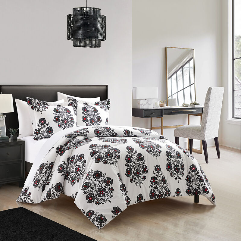 Chic Home Yazmin 5 Piece Duvet Cover Set Large Scale Floral Medallion Print Design Bed In A Bag Bedding