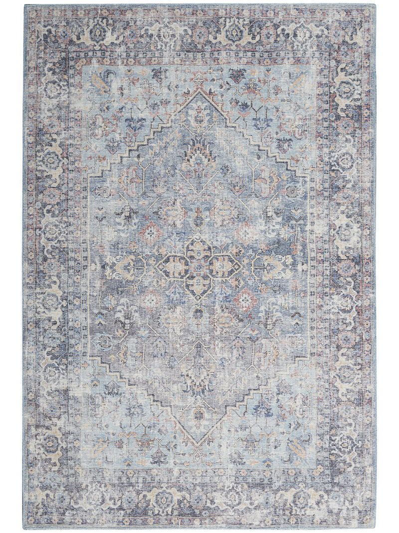 Machine Washable Series 1 SR104 Light Gray/Blue 4' x 6' Rug image number 0