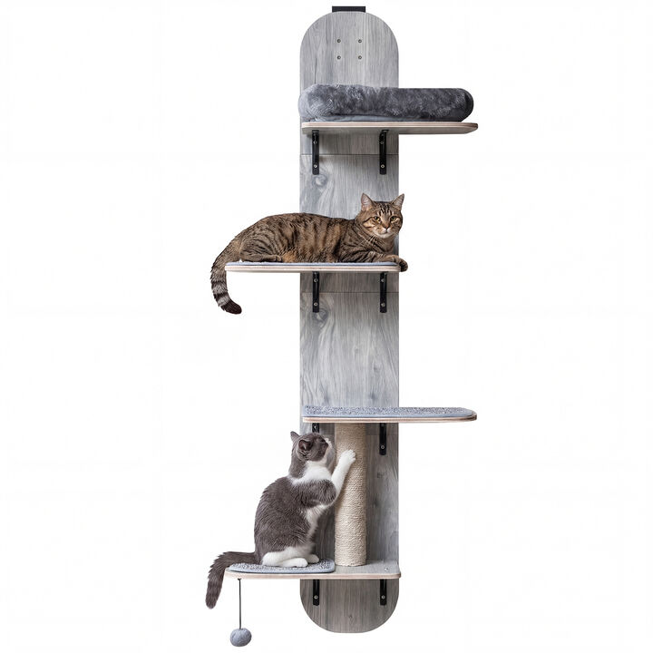 Adjustable Door Hanging Cat Climber 4 Levels with Plush Bed for Cats