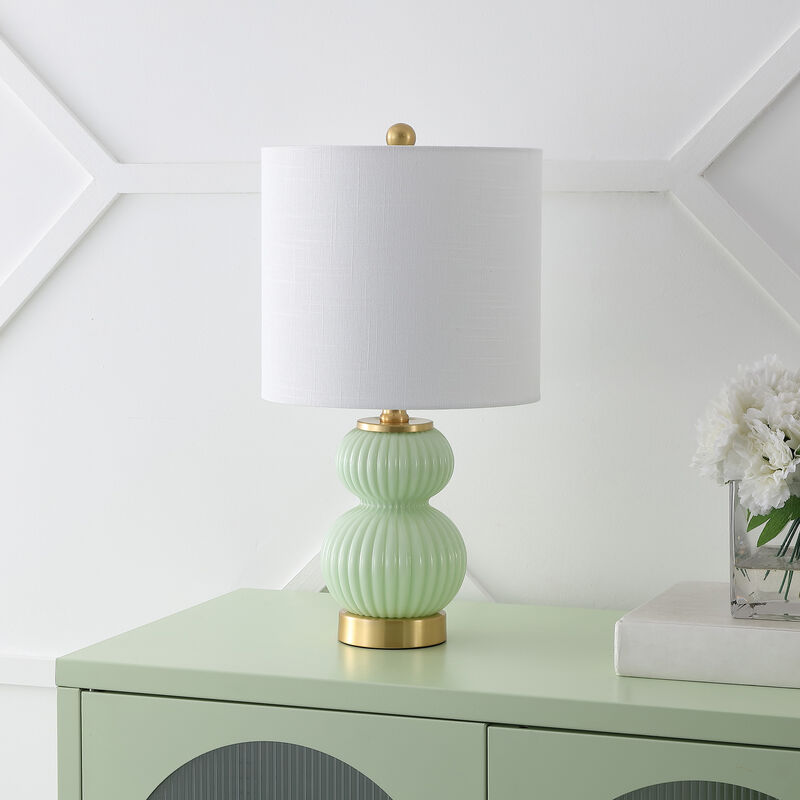 Daphne 20" Contemporary Transitional Metal/Glass Ribbed Gourd LED Table Lamp