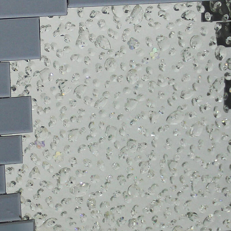 Wood and Mirror Console Table with Studded Faux Crystals, Black and Clear image number 4