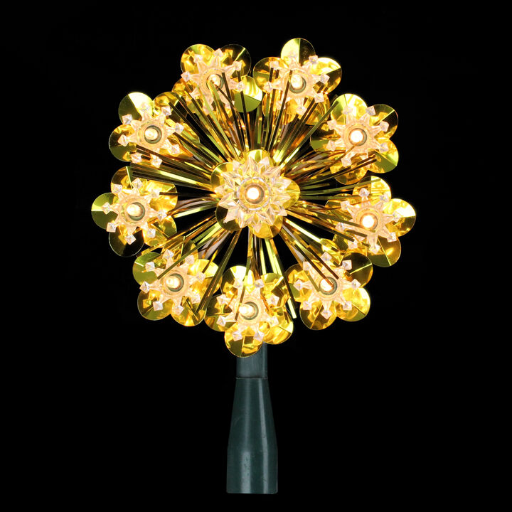 5.5" Gold Snowflake Starburst Christmas Tree Topper - Clear Lights