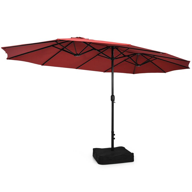 Double-Sided Patio Umbrella with Crank Handle and Base image number 3