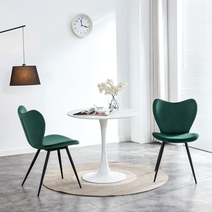 Hivvago Dark Velvet Upholstered Chair Dining Chair with Metal Legs Set of 2