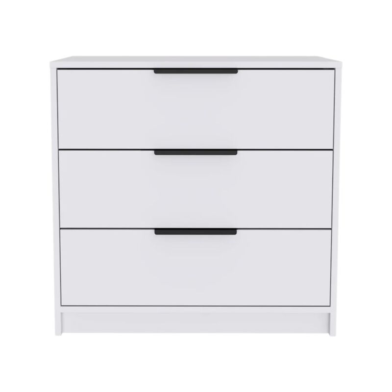 HomeRoots 28" White Wood Three Drawer Dresser image number 0