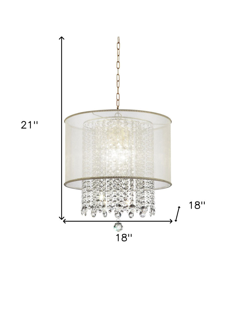 Hivvago Primo Gold Finish Ceiling Lamp with Crystal Accents and White Shade