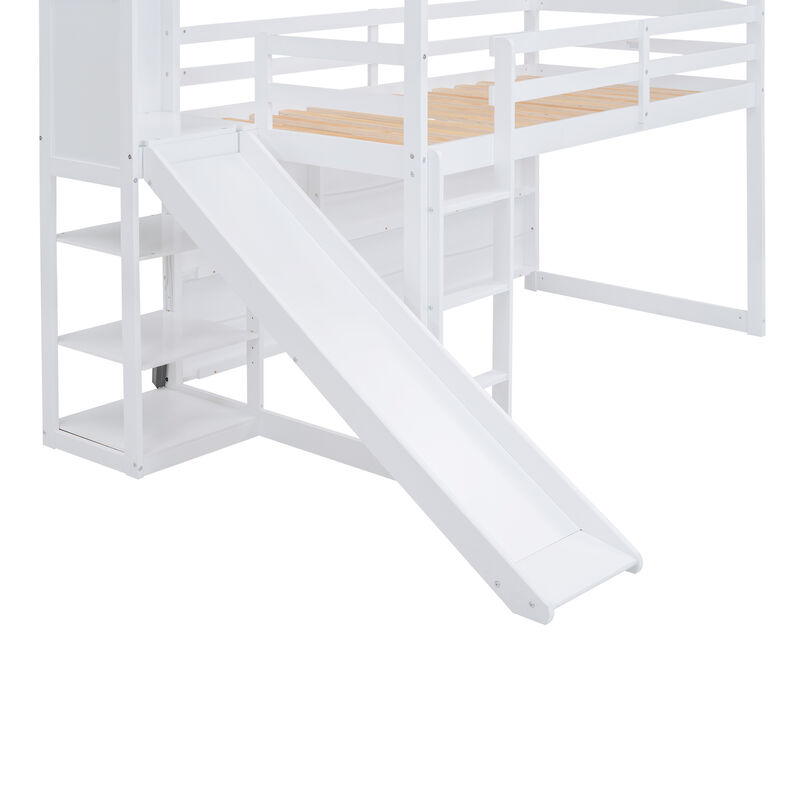 Merax Wood House Loft bed with Slide
