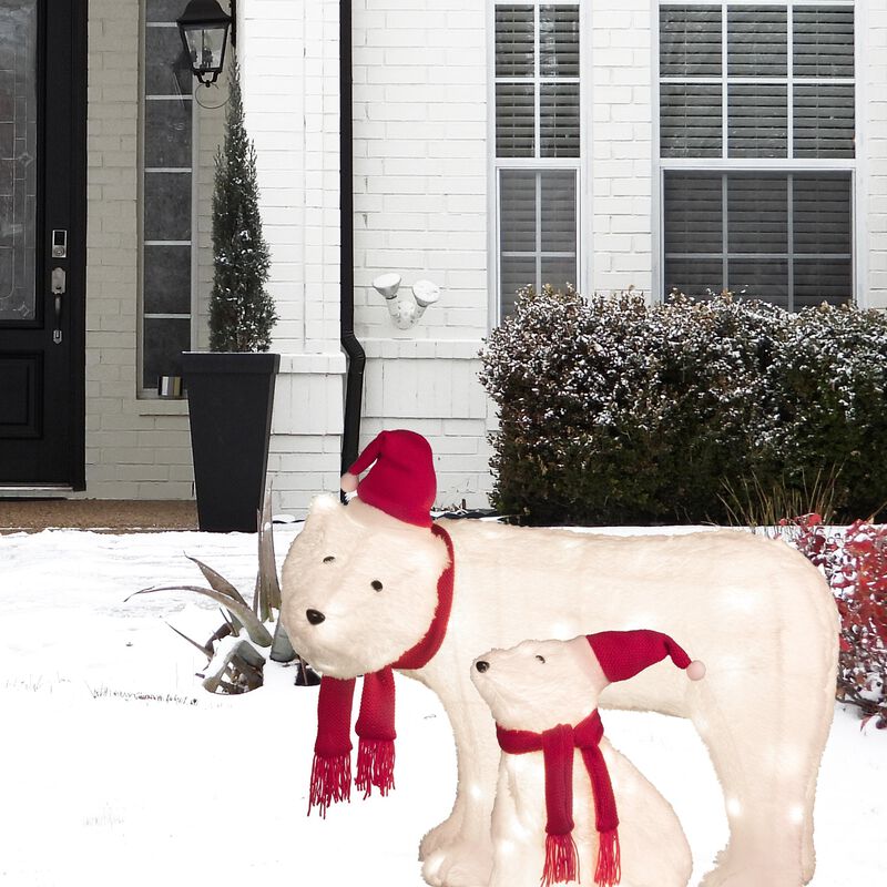 Mama and Baby Polar Bear (Set of 2) Outdoor Lighted Christmas Yard Decor image number 4