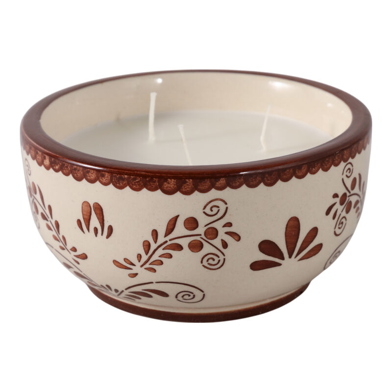 6" 10 Oz Coffee Hand Painted Candle, Brown/ White image number 2