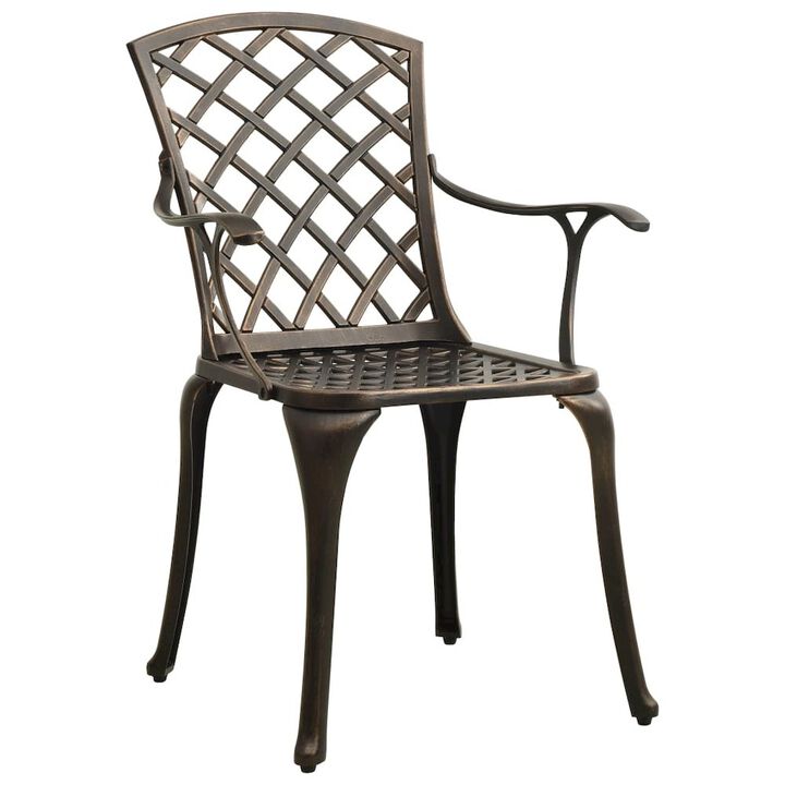 Garden Chair Set of 4 Bronze Cast Aluminum Standard Durable