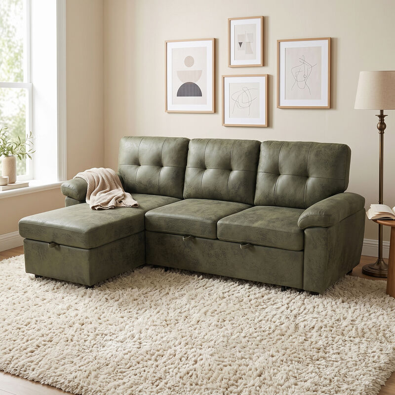 TATEUS  L-Shaped Pull-Out Sectional Sofa image number 2