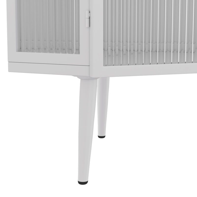 Floor Coner Cabinet with Tempered Glass Doors and Storage Shelves for Bathroom, Living Room and Bedroom