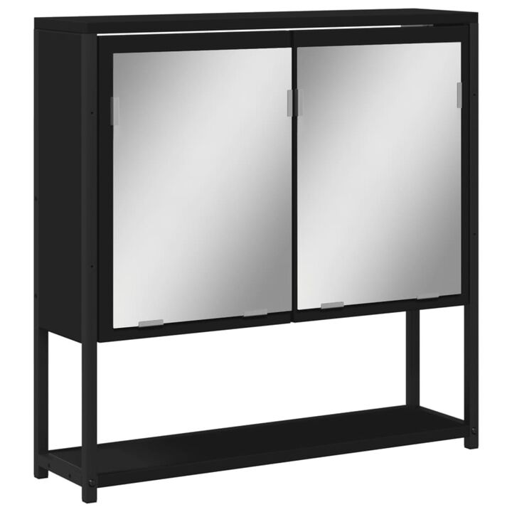 vidaXL Bathroom Mirror Cabinet Black 23.6x6.3x23.6 Engineered Wood