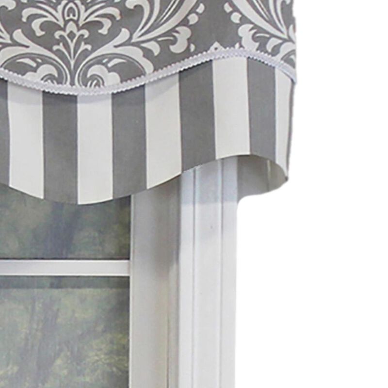 RLF Home Ozbourne Glory Valance Black. 3" Rod Pocket, Layered, Trimmed. 50"W X 16"L