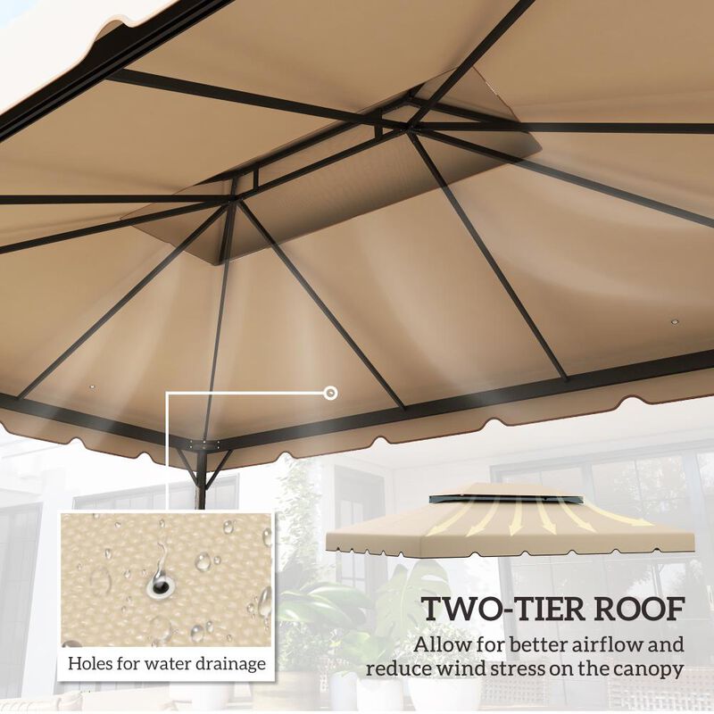 Hivvago Double Vented Roof 13' x 10' Gazebo Canopy image number 3