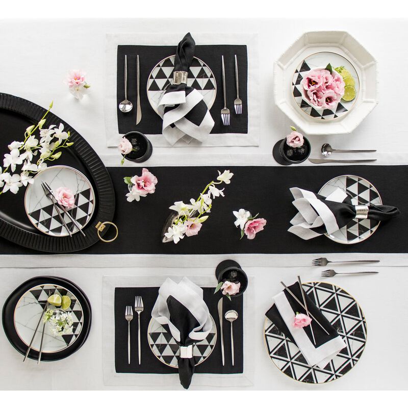 Solino Home 100% Pure Linen Table Runner - Festive Edge