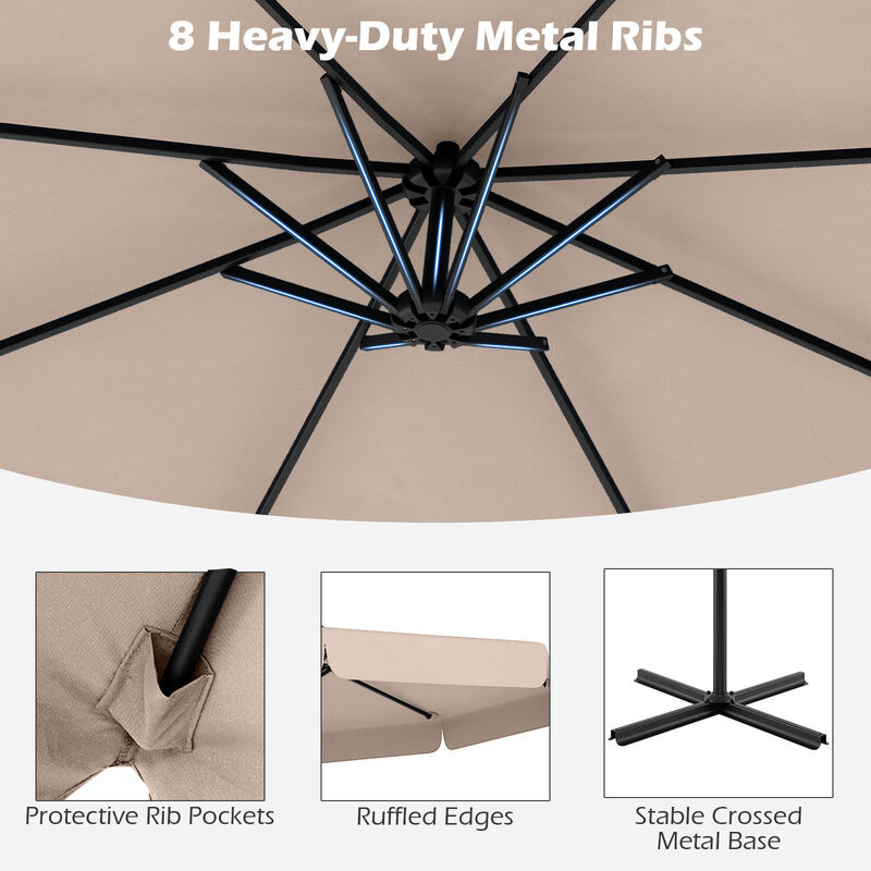 Patio Cantilever Umbrella with Cover &ndash; Tilt Adjustment & Decorative Ruffled Edge
