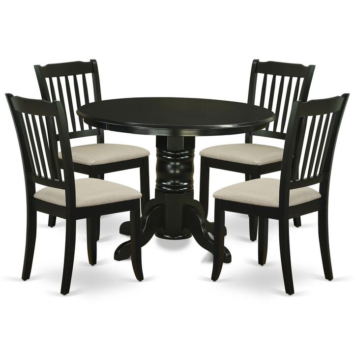 East West Furniture Dining Room Set Black, SHDA5-BLK-C
