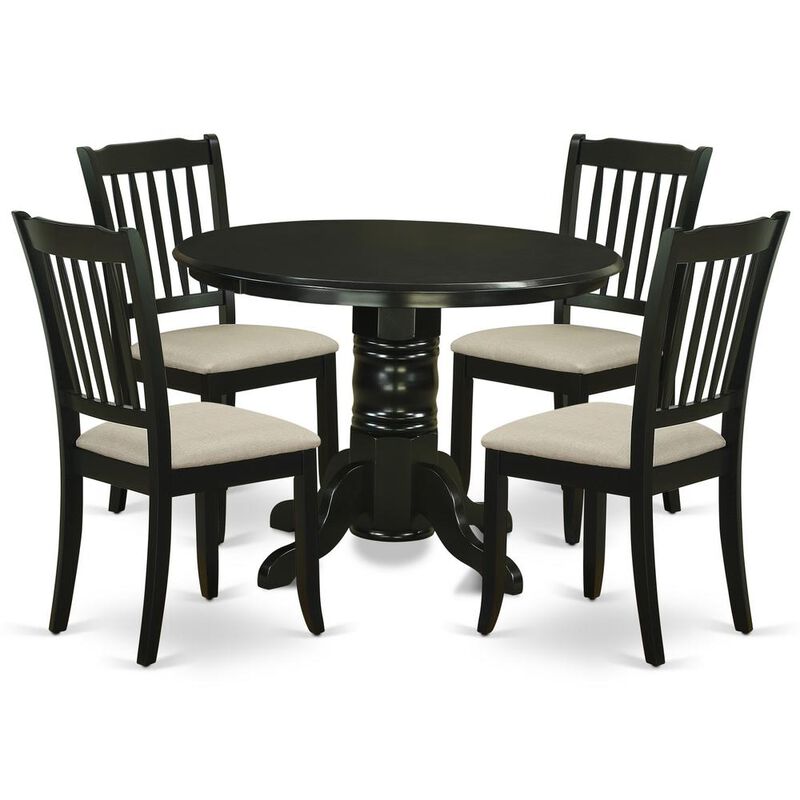 East West Furniture Dining Room Set Black, SHDA5-BLK-C