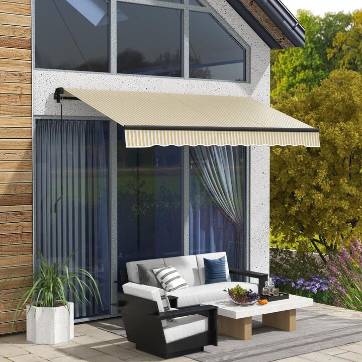 Hivvago Retractable Patio Awning for Deck or Balcony Shade