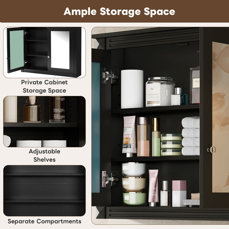 ELEMENT ACE Stylish Wall-Mounted Mirror Cabinet with Adjustable Shelves image number 7