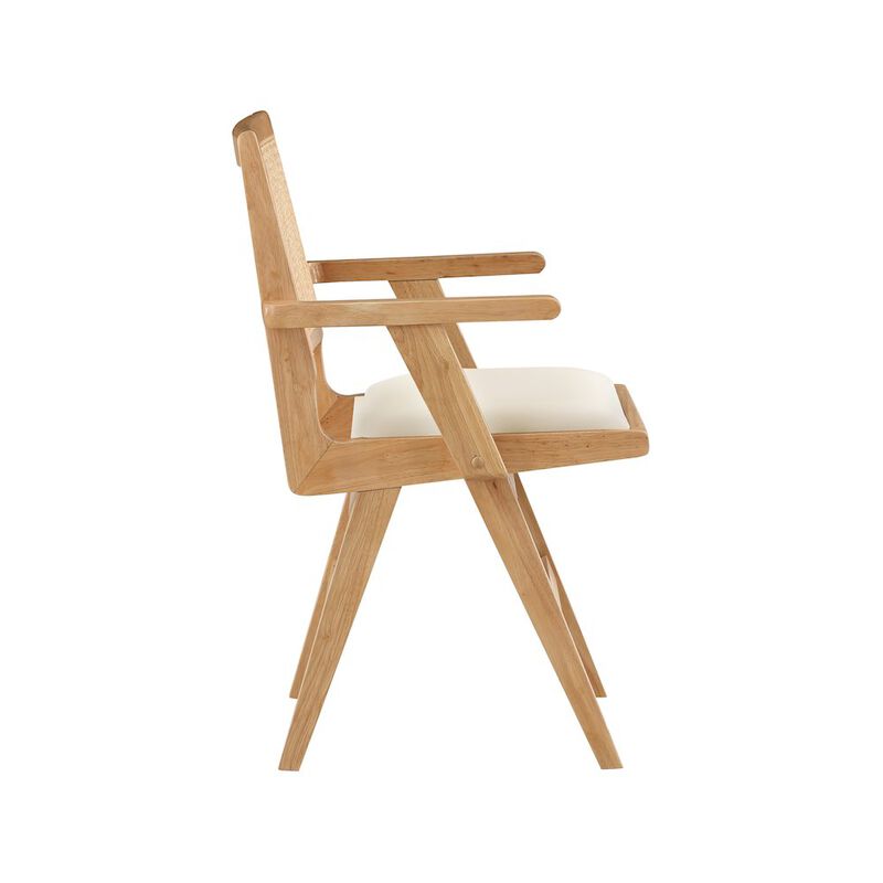 Meridian Furniture Abby Cream Vegan Leather Dining Arm Chair, Set of 2