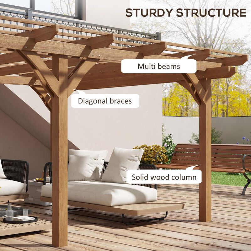 Hivvago 12x16 Backyard Wood Pergola Structure with Trellis image number 3