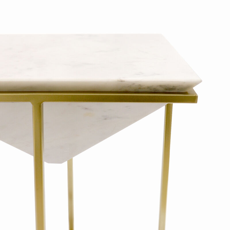 Pasargad Home Perama Marble & Stainless Steel Side Table, White